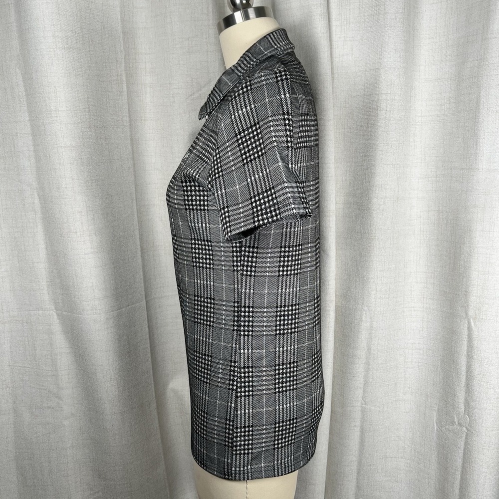 Mauvais 1/4 Zip Polo Shirt Black White‎ Glen Plaid Check Men's Size Small Golf - Picture 6 of 11